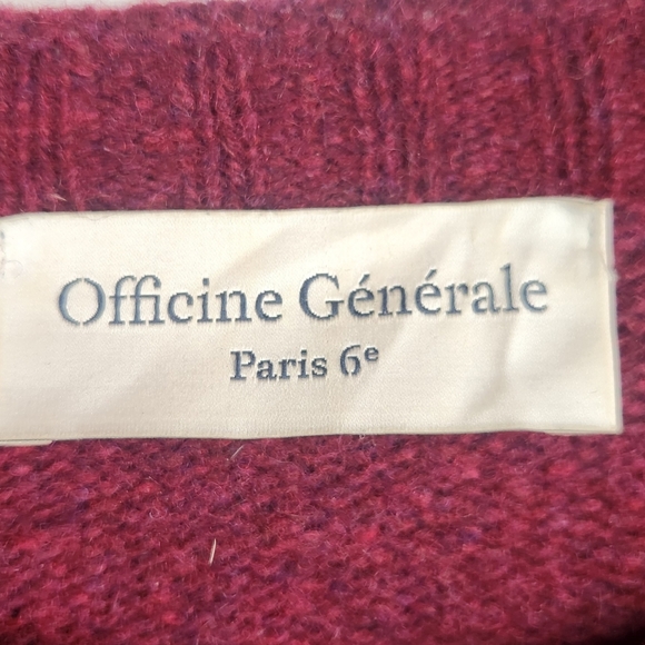 Officine Générale Men’s Scotland Striped Pure New Wool Sweater Burgundy Plum S - Picture 8 of 11